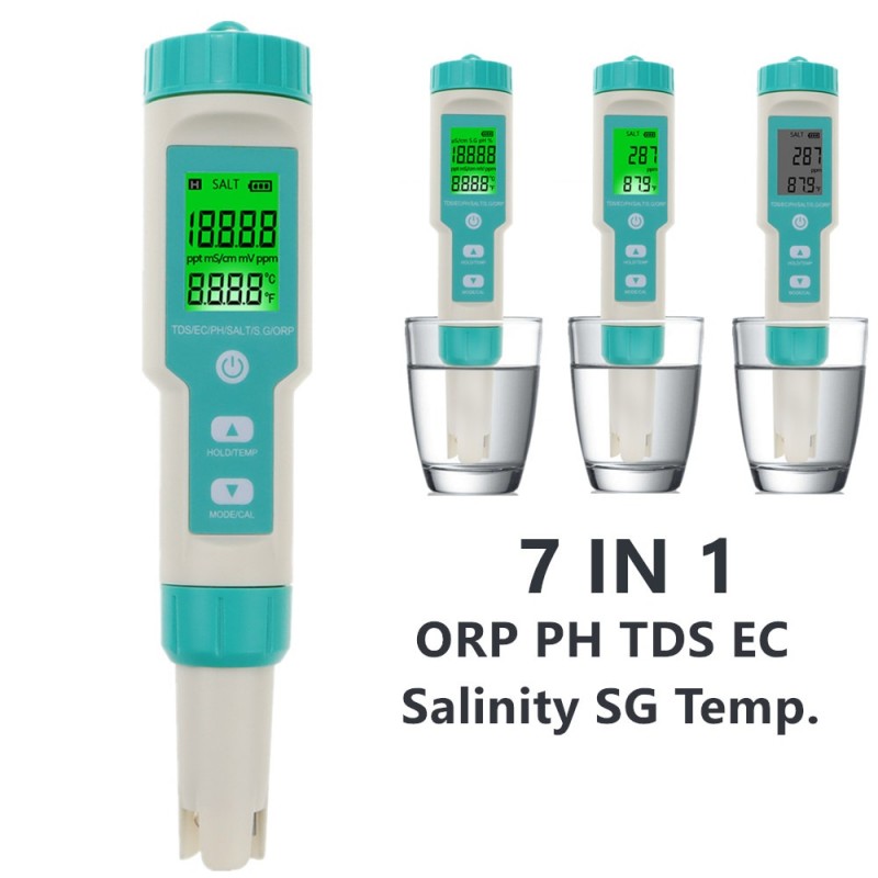 7en1 Medidor Ph, Tds, Ec, Sg, Temperatura, Salinidad, Orp